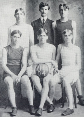 1904 men's basketball team with coach
